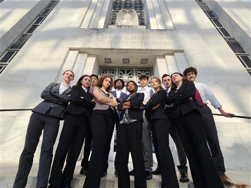 Mock trial team in front of court house